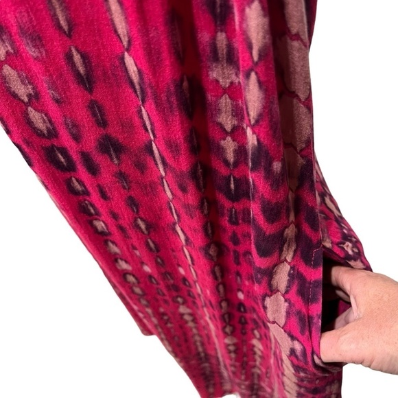 Soft Surroundings Tie Dye Flowy Dress Sz 3X 100% Rayon Asymmetrical Cinched Back - Picture 7 of 13